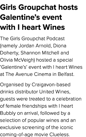 Girls Groupchat hosts Galentine’s event with I heart Wines The Girls Groupchat Podcast (namely Jordan Arnold, Diona D...