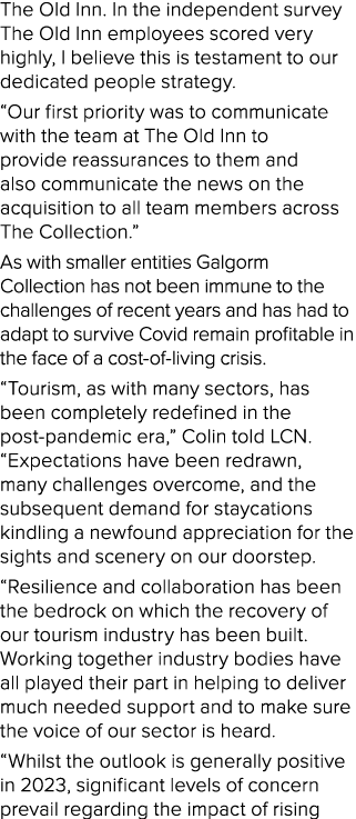 The Old Inn. In the independent survey The Old Inn employees scored very highly, I believe this is testament to our d...