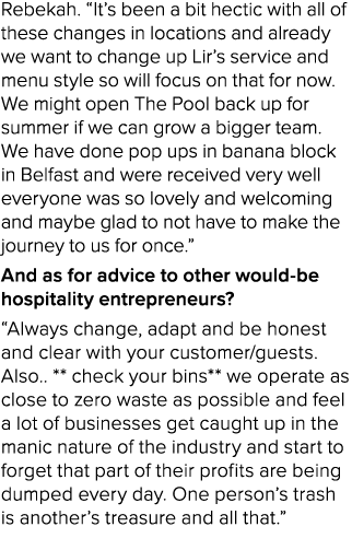 Rebekah. “It’s been a bit hectic with all of these changes in locations and already we want to change up Lir’s servic...
