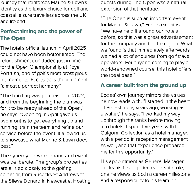 journey that reinforces Marine & Lawn’s identity as the luxury choice for golf and coastal leisure travellers across ...
