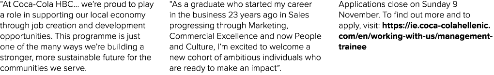 “At Coca Cola HBC… we’re proud to play a role in supporting our local economy through job creation and development op...