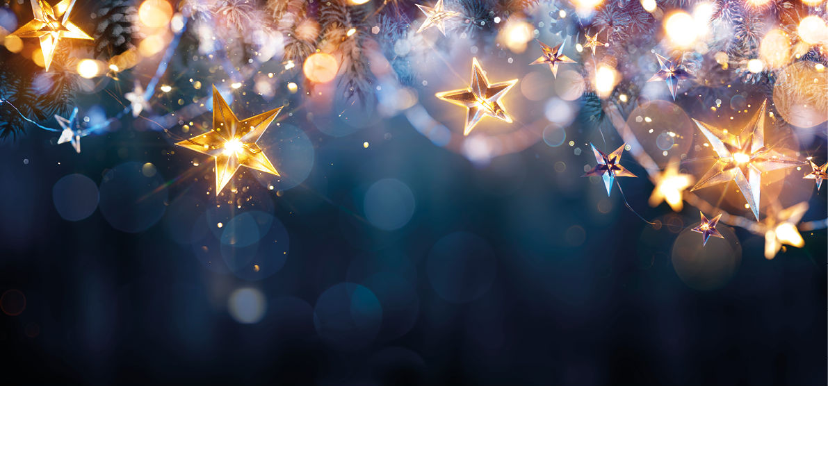 Christmas Lights - Stars String Hanging At Fir Branches In Abstract Defocused Background