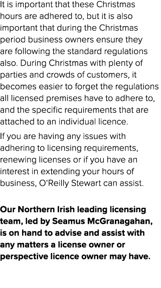 It is important that these Christmas hours are adhered to, but it is also important that during the Christmas period ...