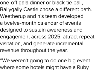 one off gala dinner or black tie ball, Ballygally Castle chose a different path. Weatherup and his team developed a t...