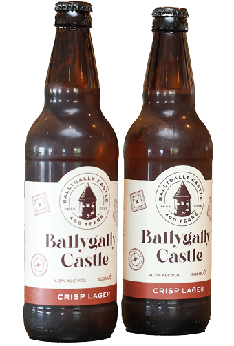 BALLYGALLY CASTLE TOASTS TO 400 YEARS WITH LAUNCH OF LOCAL CRAFT BEER… Ballygally Castle has launched a limited edition Ballygally Castle Beer which has been specially brewed in partnership with Whitewater Brewery as part of the hotel’s 400th anniversary celebrations.  