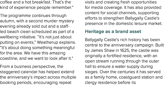 coffee and a hot breakfast. That’s the kind of experience people remember.” The programme continues through autumn, w...