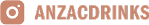 A stylized logo featuring a circular design with a dot in the center followed by the text “ANZAC DRINKS" in uppercase letters. Description generated by AI