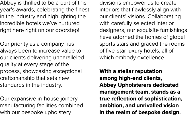 Abbey is thrilled to be a part of this year’s awards, celebrating the finest in the industry and highlighting the inc...