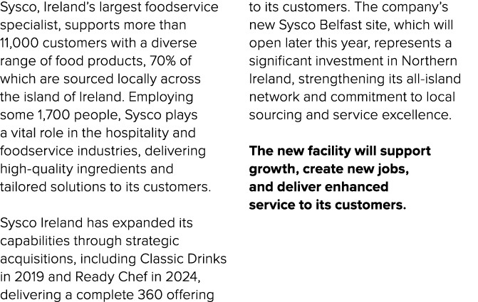 Sysco, Ireland’s largest foodservice specialist, supports more than 11,000 customers with a diverse range of food pro...