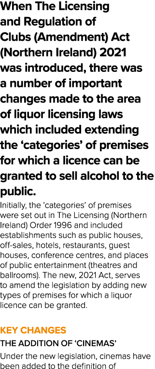 When The Licensing and Regulation of Clubs (Amendment) Act (Northern Ireland) 2021 was introduced, there was a number...