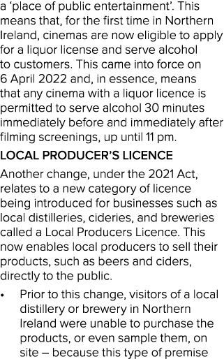 a ‘place of public entertainment’. This means that, for the first time in Northern Ireland, cinemas are now eligible ...