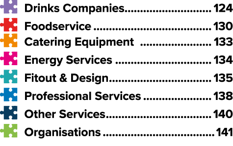 ￼ Drinks Companies 124 ￼ Foodservice 130 ￼ Catering Equipment 133 ￼ Energy Services 134 ￼ Fitout & Design 135 ￼ Profe...