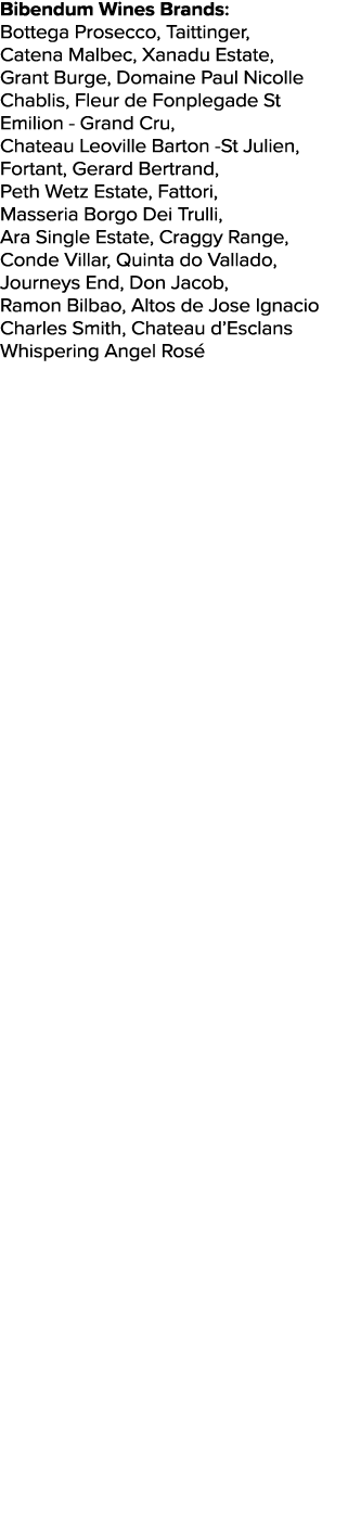 Bibendum Wines Brands: Bottega Prosecco, Taittinger, Catena Malbec, Xanadu Estate, Grant Burge, Domaine Paul Nicolle ...