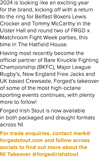 2024 is looking like an exciting year for the brand, kicking off with a return to the ring for Belfast Boxers Lewis C...