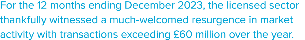 For the 12 months ending December 2023, the licensed sector thankfully witnessed a much welcomed resurgence in market...