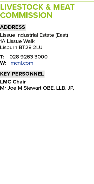 LIVESTOCK & MEAT COMMISSION Address Lissue Industrial Estate (East) 1A Lissue Walk Lisburn BT28 2LU T: 028 9263 3000 ...