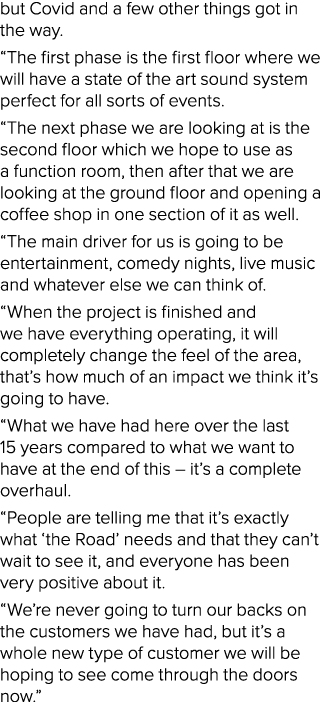but Covid and a few other things got in the way. “The first phase is the first floor where we will have a state of th...