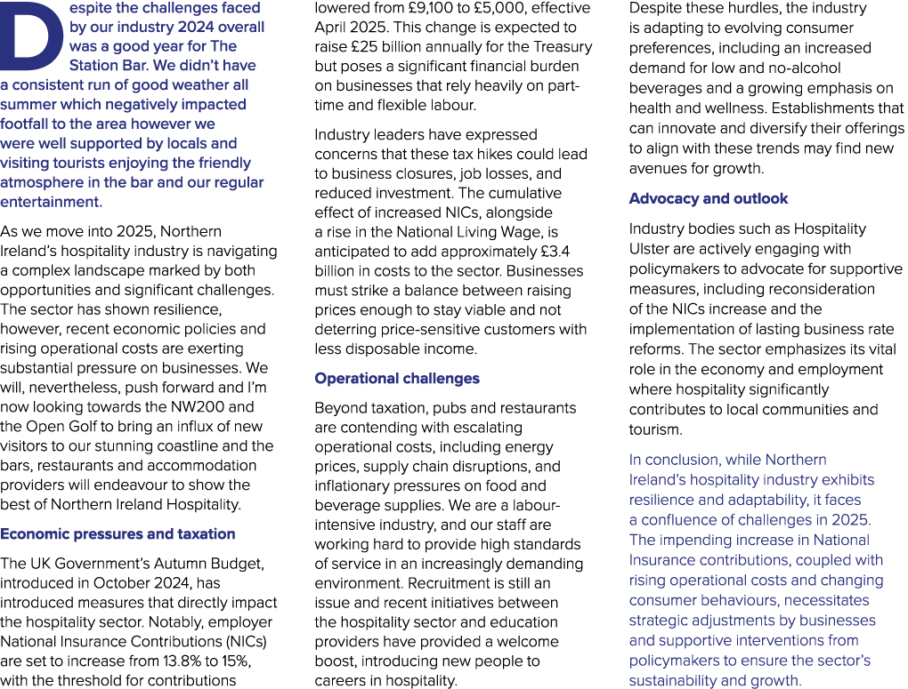 Despite the challenges faced by our industry 2024 overall was a good year for The Station Bar. We didn’t have a consi...