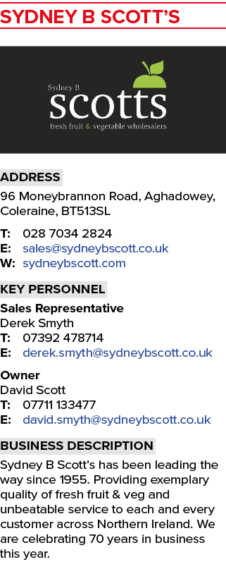 SYDNEY B SCOTT’S ￼ Address 96 Moneybrannon Road, Aghadowey, Coleraine, BT513SL T: 028 7034 2824 E: sales@sydneybscott...