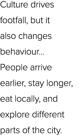 Culture drives footfall, but it also changes behaviour... People arrive earlier, stay longer, eat locally, and explor...