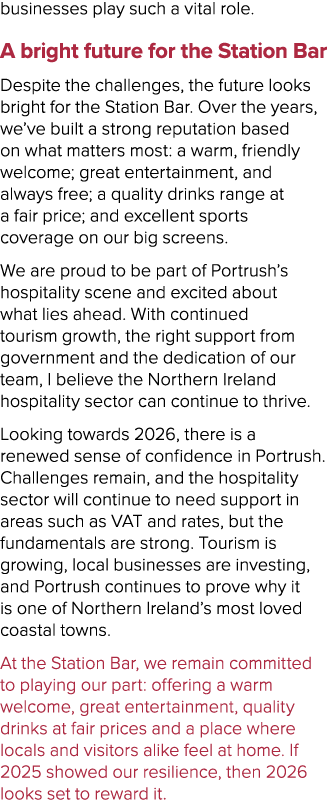 businesses play such a vital role. A bright future for the Station Bar Despite the challenges, the future looks brigh...