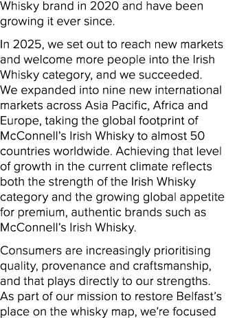 Whisky brand in 2020 and have been growing it ever since. In 2025, we set out to reach new markets and welcome more p...