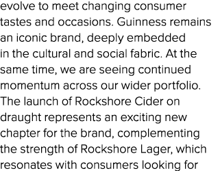 evolve to meet changing consumer tastes and occasions. Guinness remains an iconic brand, deeply embedded in the cultu...