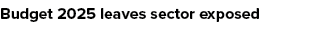 Budget 2025 leaves sector exposed