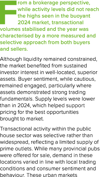 From a brokerage perspective, while activity levels did not reach the highs seen in the buoyant 2024 market, transact...