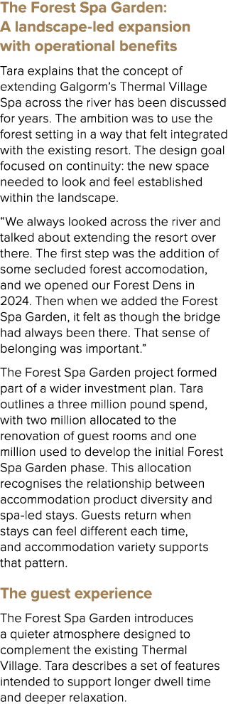 The Forest Spa Garden: A landscape led expansion with operational benefits Tara explains that the concept of extendin...