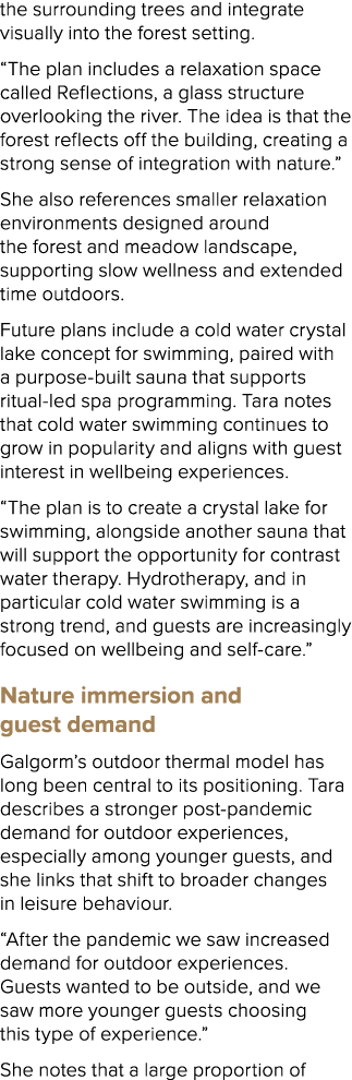 the surrounding trees and integrate visually into the forest setting. “The plan includes a relaxation space called Re...