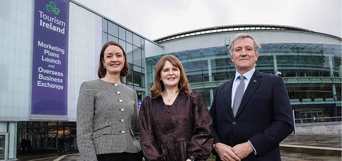 Presseye Ltd, Belfast, Northern Ireland - 21st January 2026 Tourism Ireland today launched details of its marketing strategy and plans to promote Northern Ireland overseas in 2026, at an event attended by Economy Minister Dr Caoimhe Archibald and hundreds of tourism industry leaders from around Northern Ireland. PIC SHOWS: Alice Mansergh, Chief Executive of Tourism Ireland; Minister Dr Caoimhe Archibald, Department for the Economy; and Christopher Brooke, Chairman of Tourism Ireland, at the launch of Tourism Ireland’s 2026 marketing strategy and plans in Belfast.  Pic – William Cherry, Presseye (no repro fee) Further press info – Anne Marie Orr, Tourism Ireland tel: 07766 527719    Photo William Cherry/Presseye