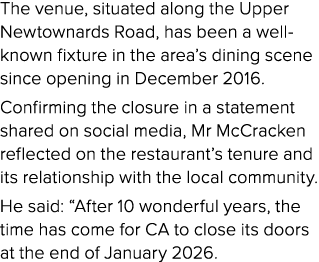 The venue, situated along the Upper Newtownards Road, has been a well known fixture in the area’s dining scene since ...