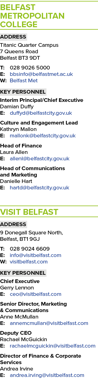 Belfast Metropolitan College Address Titanic Quarter Campus 7 Queens Road Belfast BT3 9DT T: 028 9026 5000 E: bbsinfo...