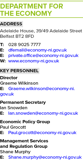 DEPARTMENT FOR THE ECONOMY Address Adelaide House, 39/49 Adelaide Street Belfast BT2 8FD T: 028 9025 7777 E: dfemail@...