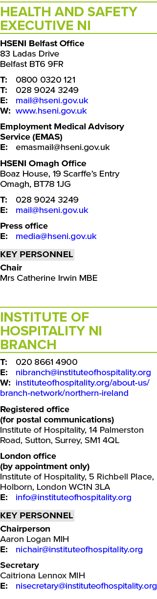 Health and Safety Executive NI HSENI Belfast Office 83 Ladas Drive Belfast BT6 9FR T: 0800 0320 121 T: 028 9024 3249 ...