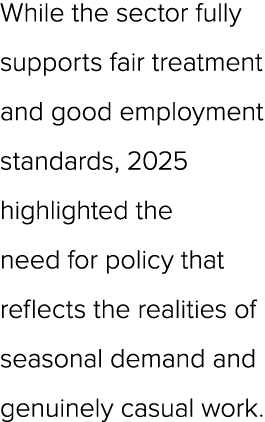 While the sector fully supports fair treatment and good employment standards, 2025 highlighted the need for policy th...