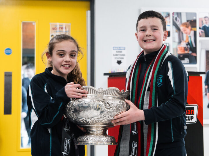 Glentoran stars inspire Strandtown pupils ahead of BetMcLean Cup Final