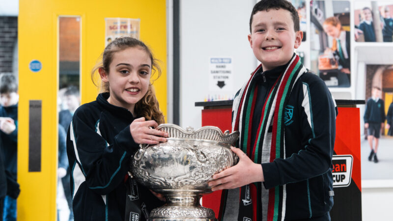 Glentoran stars inspire Strandtown pupils ahead of BetMcLean Cup Final